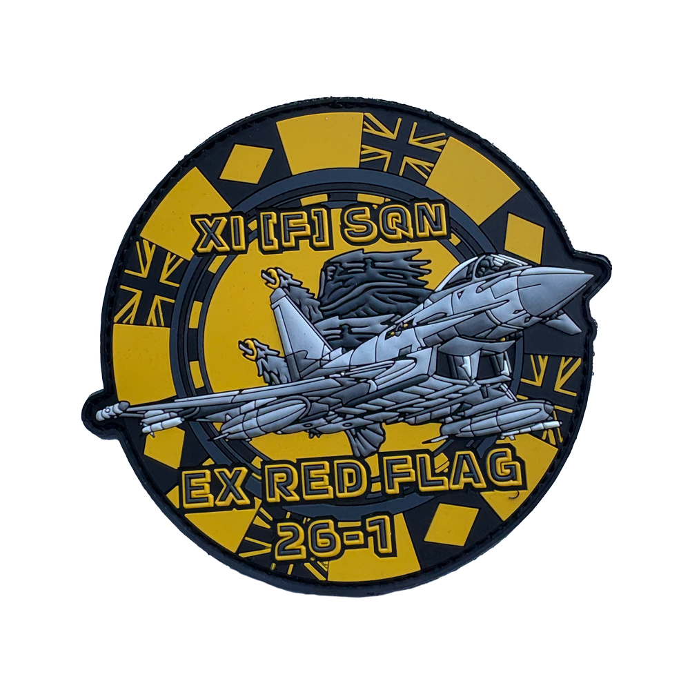 英空軍XI(F) SQN EX RED FLAG 26-1 パッチ 2枚セット RAF XI(F) SQUADRON EXERCISE RED FLAG 2026 PAIR — Dynamic Vectors